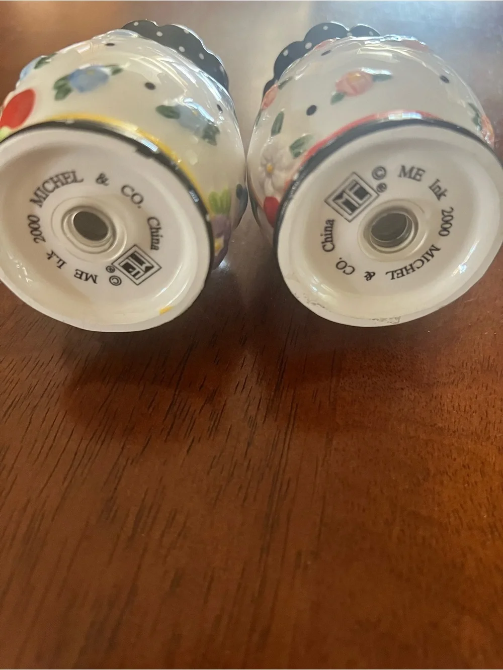 Mary Englebriet -Painted Floral Ceramic Salt and Pepper Shaker Set